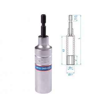 Головка для шуруповерта шестигранная 1/4", 17 мм, L = 110 мм KING TONY 76C1117M-foto2
