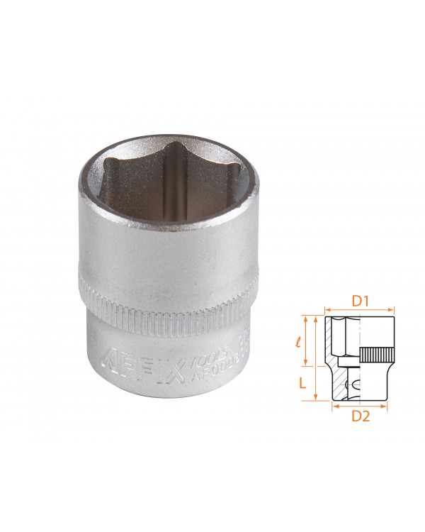 Головка торцевая стандартная шестигранная 3/8&quot;, 19 мм AFFIX AF00030019