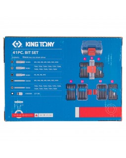 Набор вставок (бит) 10 мм, Torx, Spline, Hex, 41 предмет KING TONY 1041CQ-EB-foto3