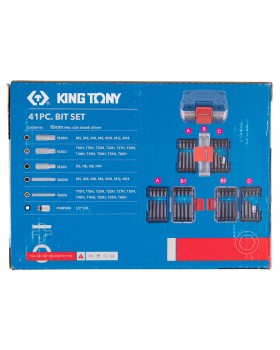 Набор вставок (бит) 10 мм, Torx, Spline, Hex, 41 предмет KING TONY 1041CQ-EB-foto3