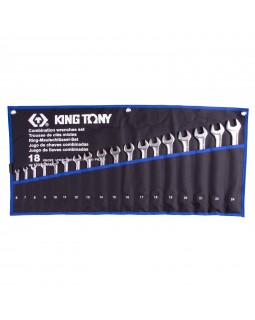 Набор комбинированных ключей, 6-24 мм, чехол из теторона, 18 предметов KING TONY 12D18MRN