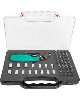 Отверточная рукоятка трещоточная c гибкой головкой с набором насадок 53 предмета-foto2