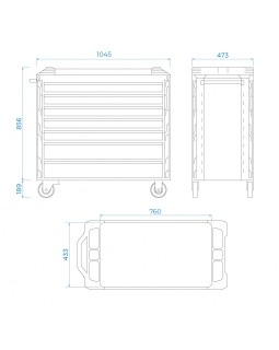 Тележка инструментальная, 7 выдвижных ящиков, &quot;SQUAD&quot;, широкая KING TONY 87SQ33-7B-BK-foto5