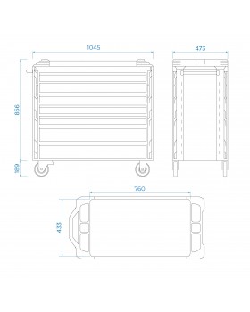Тележка инструментальная, 7 выдвижных ящиков, &quot;SQUAD&quot;, широкая KING TONY 87SQ33-7B-BK-foto5