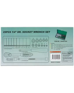 Набор головок торцевых стандартных и глубоких 1/4"DR 4-13 мм., с аксессуарами, 24 предмета-foto4