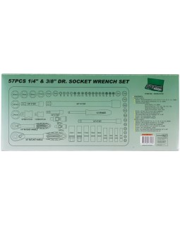 Набор головок торцевых стандартных и глубоких 1/4" и 3/8"DR 4-24 мм., с аксессуарами, 56 предметов-foto3