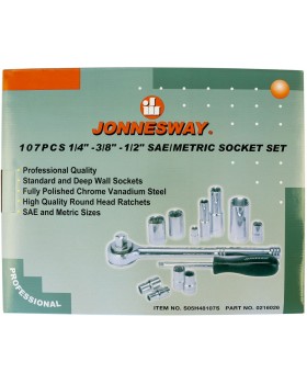 Набор инструмента универсальный 1/4", 3/8" и 1/2"DR, 107 предметов-foto2