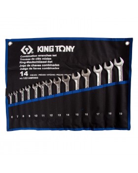 Набор комбинированных ключей, 6-19 мм, чехол из теторона, 14 предметов KING TONY 12D14MRN05