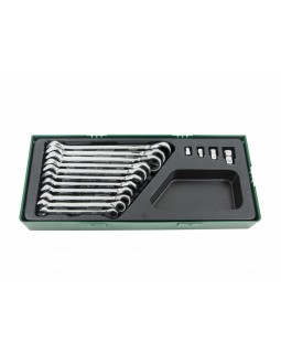 W106115SP Набор ключей гаечных комбинированных трещоточных с аксессуарами, 8-19 мм в ложементе, 15 п-foto2