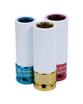 Набор ударных глубоких шестигранных головок 1/2", 17, 19, 21 мм, пластиковое покрытие, кейс,  М-foto2