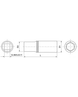 Головка торцевая глубокая 1/2"DR 17 мм