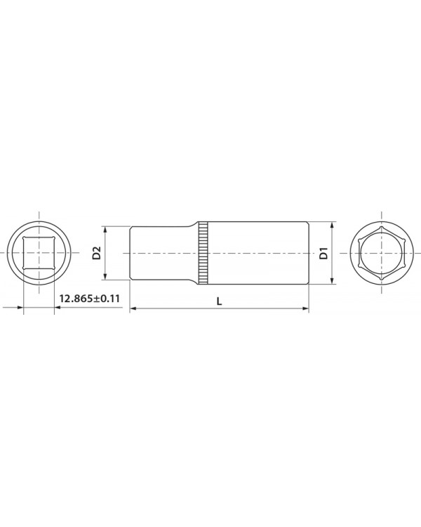 Головка торцевая глубокая 1/2"DR 17 мм