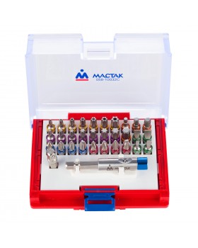 Набор вставок (бит) 1/4", TORX, HEX, PZ, PH, SLOT, 32 предмета МАСТАК 058-10032C-foto7