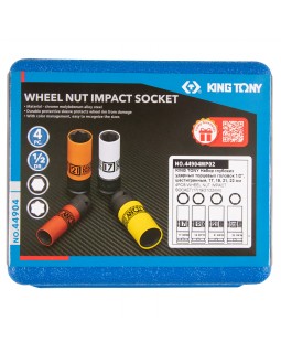 Набор глубоких ударных торцевых головок 1/2", шестигранные, 17, 19, 21, 22 мм KING TONY 44904MP-foto4