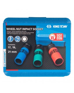 Набор ударных глубоких торцевых головок 1/2", шестигранные, 17, 19, 21 мм KING TONY 44905MP-foto5