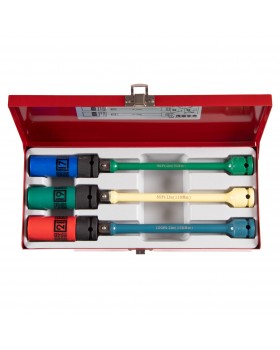 Набор ударных глубоких торцевых головок и торсионных удлинителей 1/2&quot;, 17, 19, 21 мм KING TONY 