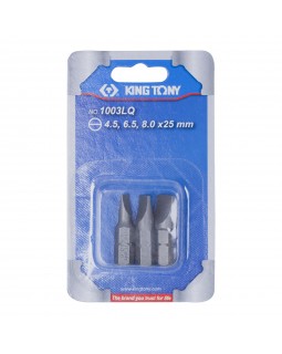 Набор вставок (бит) 1/4", шлицевые, 4,5х0,6, 6,5х1,2, 8,0х1,2, 3 предмета KING TONY 1003LQ-foto2