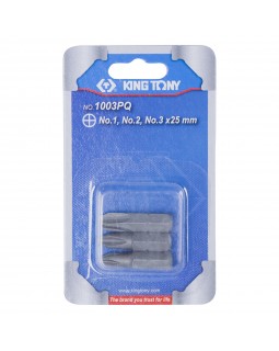 Набор вставок (бит) 1/4", крестовые, №1, №2, №3, 3 предмета KING TONY 1003PQ-foto2