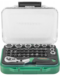 Набор торцевых головок 1/4"DR, вставок-бит с трещоточной рукояткой мини 1/4"DR, 60 зубцов, 40 предме-foto2